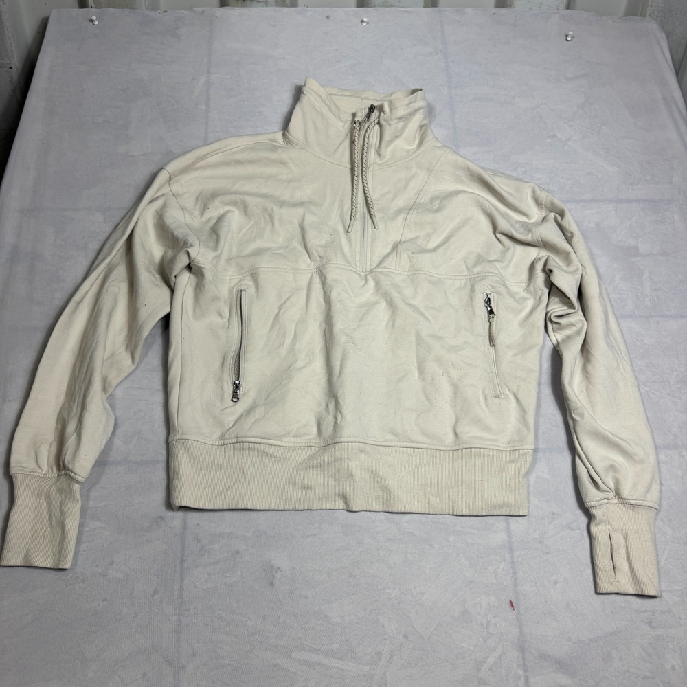 Old Navy Womens Jacket Beige Breathable Dynamic Fleece 1/4 Zip Long Sleeve XL‎